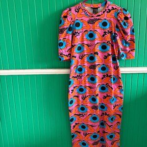 Nooworks puff sleeve dress - psychedelic eyes